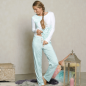 Preview: Pyjama-Longsleeve Shirt weiß/mint, 100% Baumwolle