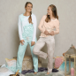 Preview: Pyjama-Longsleeve Shirt weiß/mint, 100% Baumwolle