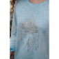 Preview: The Spirit of OM' Shirt Peaceful Lotus, 3/4-Arm mit Spitze . Farbe: sky-blue. Edelstein: Rosmarin. 100% Bio-Baumwolle. Nachhaltig, Ökologisch, Fair.