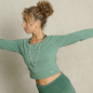 Preview: The Spirit of OM Longsleeve Crop Top Bambus, green