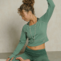 Preview: The Spirit of OM Longsleeve Crop Top Bambus, green