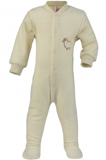 Süßer Bio Baby-Schlafanzug, einteilig mit Füßchen Gr. 62/68, 100% Merino-Schurwolle von Engel natur, IVN Best