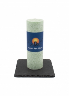 Licht der Alpen Kerze - Kerzenständer. Schieferständer 15 x 15 cm.. Dieser Untersetzer eignet sich perfekt für unsere Allgäuer Heilkräuter-Kerzen!