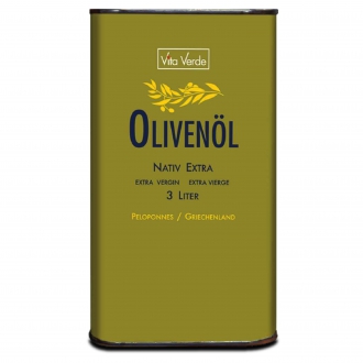 Vita Verde Bio Olivenöl (Erste Kaltpressung), 3000ml Kanister.