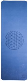 Berk Yogamatte TPE ecofriendly - dunkelblau/hellblau mit Blume des Lebens