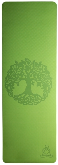 Berk Yogamatte TPE ecofriendly - hellgrün / grau mit Baum des Lebens