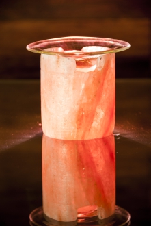 Salzkristall Teelicht-Aromalampe,  mit Glasschale