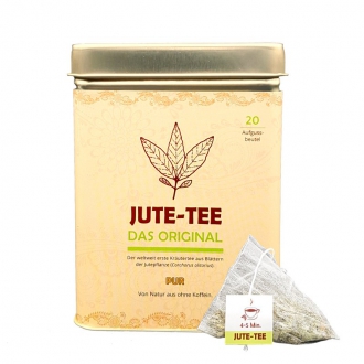 Jute-Tee pur, Pyramidenbeutel, 30 g (20x1,5g) in der schmucken Teedose (MHD: 31.10.21)