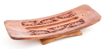 Räucherstäbchenhalter Blätter superbreit, aus Holz 26 cm