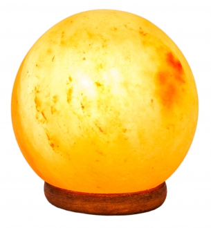 Salz-Kugel Lampe mit Holzsockel, 3 kg