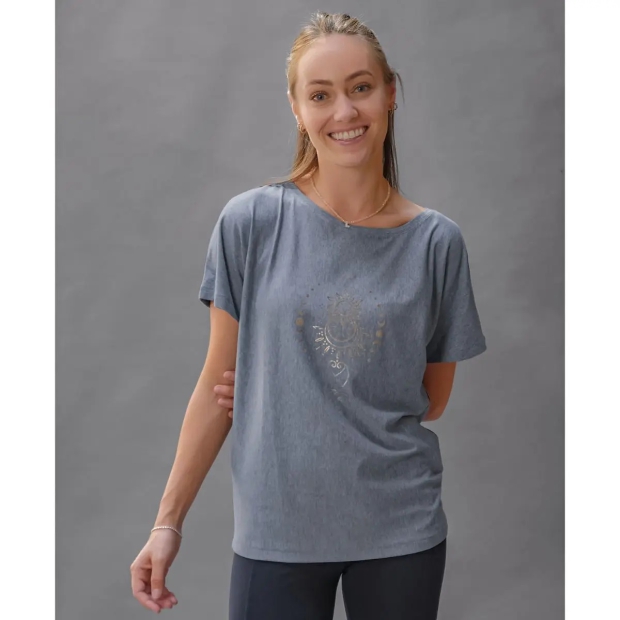 The Spirit of OM Shirt women blue-melange-gold