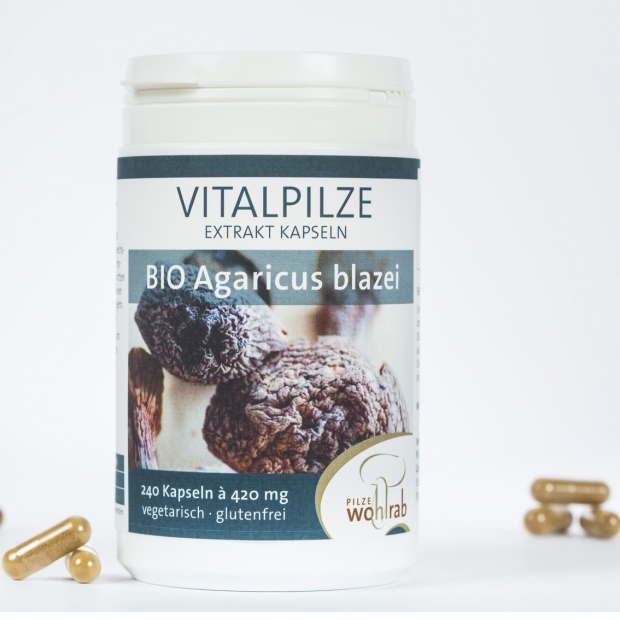 Bio Agaricus blazei murill Extrakt-Kapseln a 420 mg, 240 Kapseln