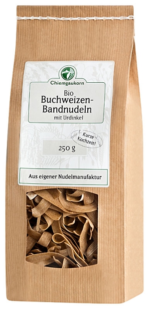 Bandnudeln aus Buchweizen und Urdinkel, deutscher Naturlandanbau, 250 g.