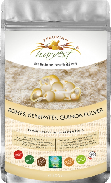 Gekeimtes Quinoa Pulver, 250 g, Bio, Rohkostqualität. 2 fach gereinigt, schonend gekeimt, getrocknet und fein vermahlen.