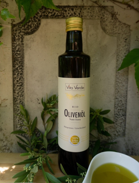 Vita Verde Bio Olivenöl (Erste Kaltpressung), 500 ml Flasche