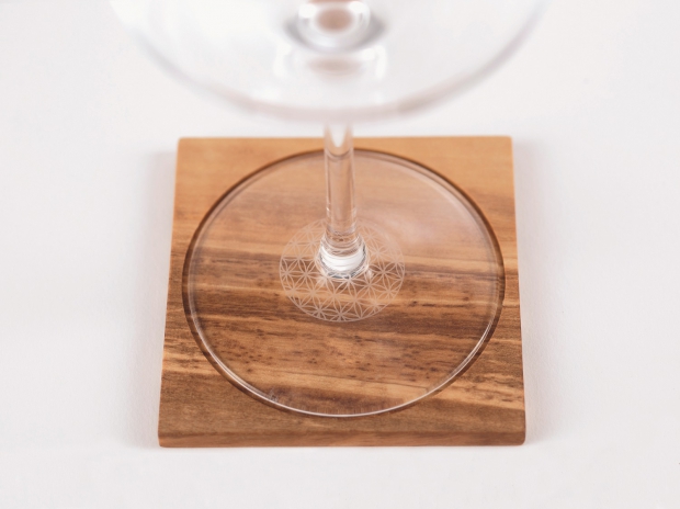 Calix Rotweinglas 0.5 l (mundgeblasen), "Goldener Schnitt" mit Blume des Lebens